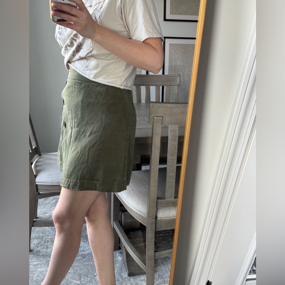 Corduroy Olive Button-Detail Women's Skirt - Picture 10 of 10